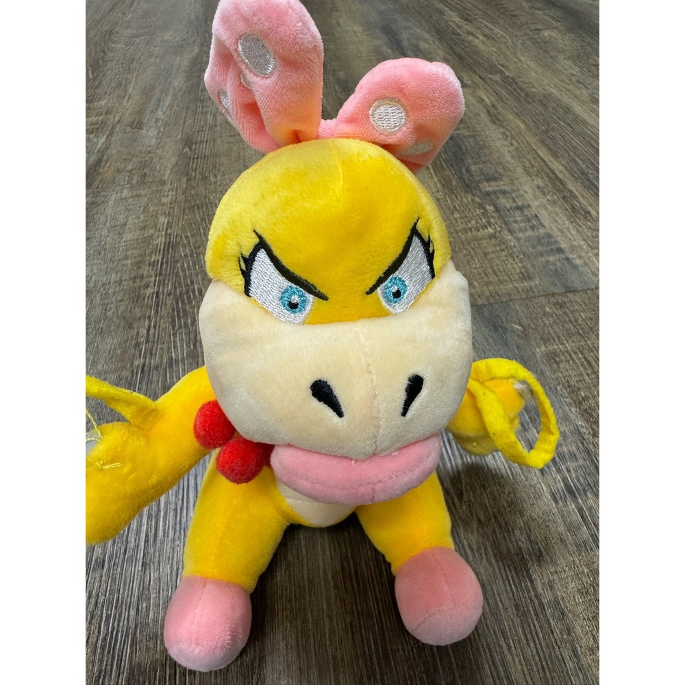 Nintendo Super Mario Wendy O. Koopa Plush 7" Yellow Pink Bow Koopaling‎ Toy